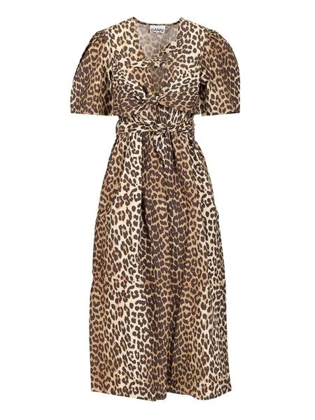 Abito midi leopardato