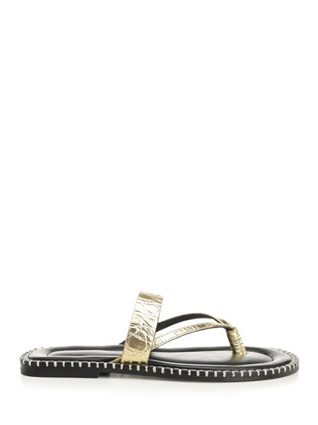 Sandali infradito in pelle metallizzata
