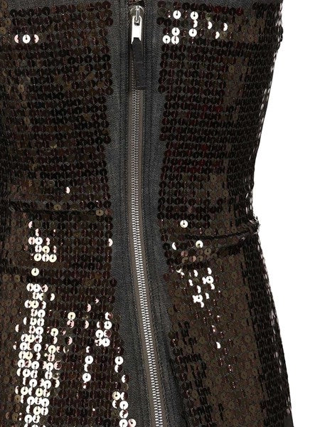 Top bustier in denim con paillettes