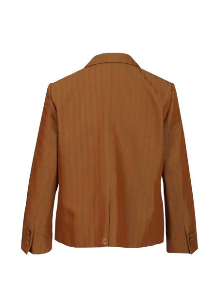 Blazer corto in twill di lana a righe