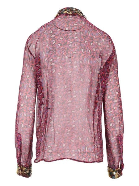 Camicia con volant e paillettes