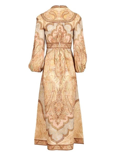 Abito midi scollato Wanderlust in Tapestry