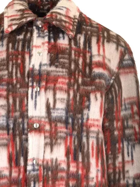 Overshirt a quadri in alpaca