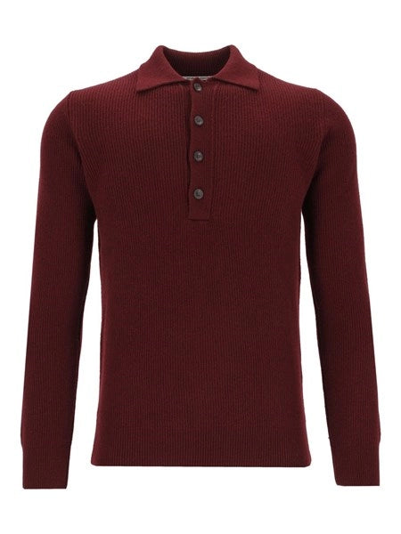 Polo a coste in lana e cashmere