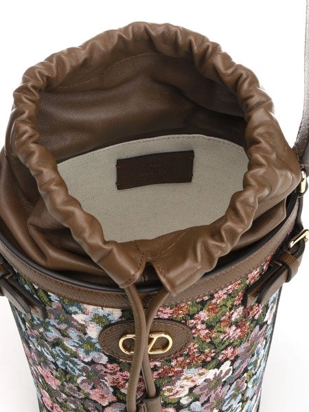 Borsa a secchiello in tessuto jacquard