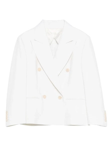 Blazer crop in tela di lana