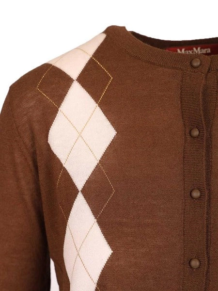 Cardigan in lana e seta Argyle