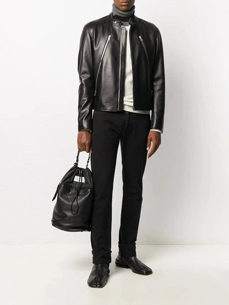 Giacca in pelle 5-zip