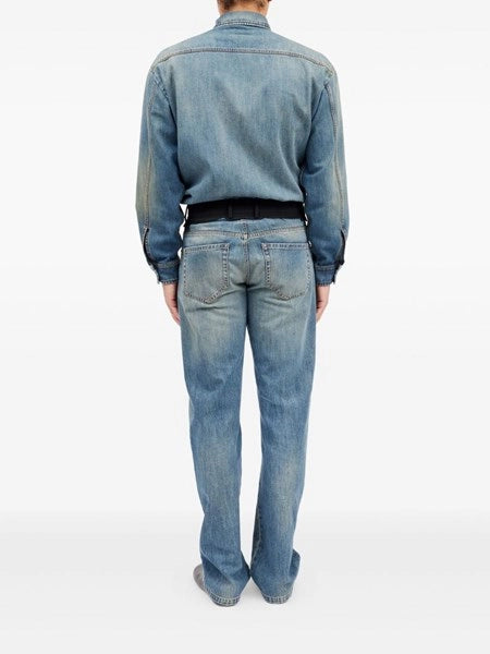 Jeans con vita sostituita blu