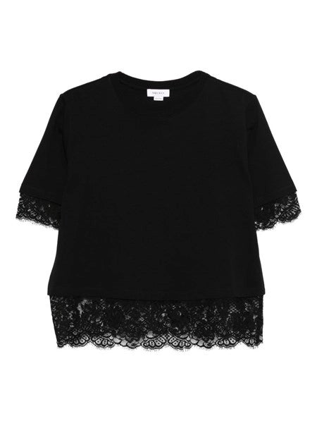 T-shirt in cotone con pizzo