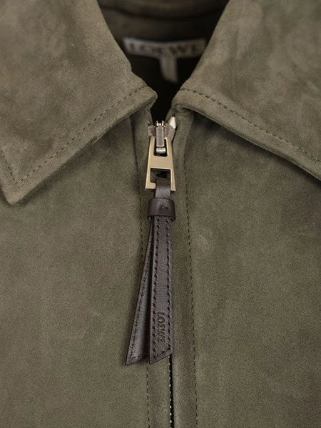 Giacca con zip in pelle di agnello scamosciata