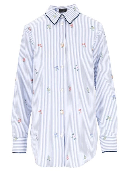 camicia in cotone jacquard a righe