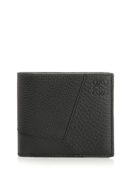 Portafoglio bifold Puzzle in pelle di vitello granata
