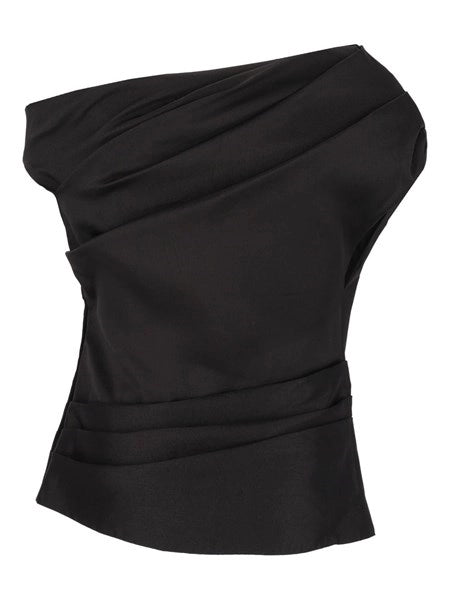 Top drappeggiato in taffeta