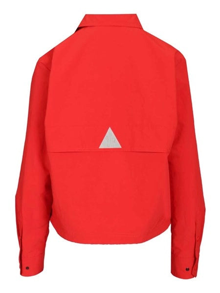 Overshirt in tela con logo ricamato