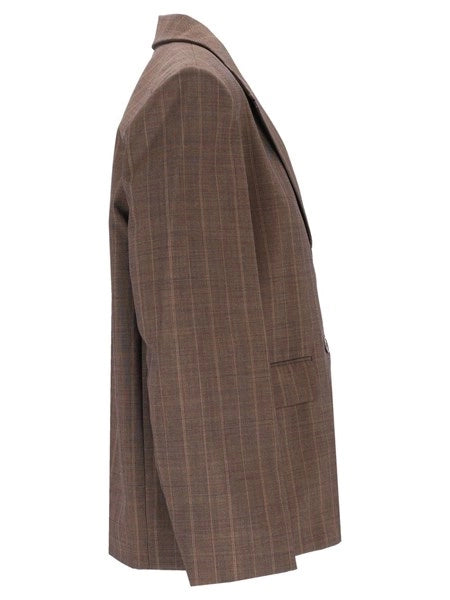 Blazer in lana gessata marrone