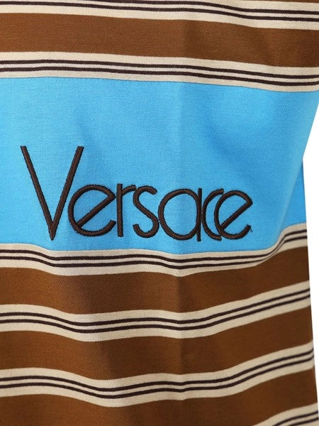 T-shirt in cotone a righe con intarsio