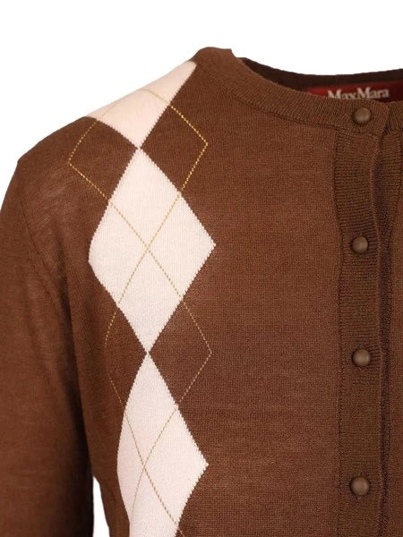 Cardigan in lana e seta Argyle