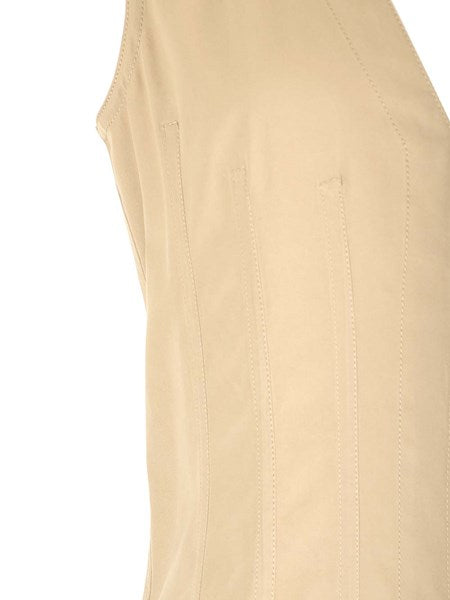Maxi abito smanicato beige in cotone