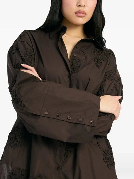 camicia oversize Flower marrone scuro