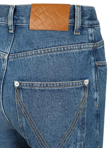 Jeans a zampa d'elefante color indaco medio