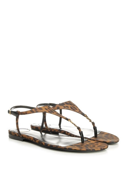 Sandali "CASSANDRA" in gros-grain stampa leopardo