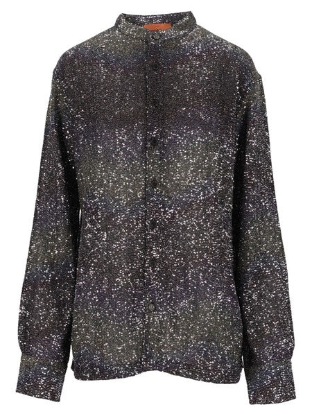 Camicia oversize con applicazione di paillettes