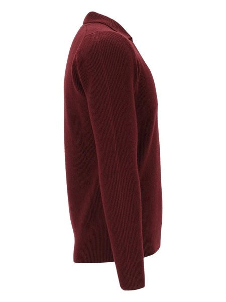 Polo a coste in lana e cashmere