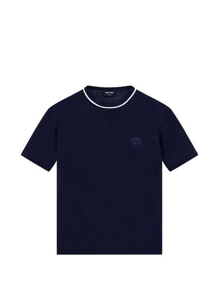 Maglia girocollo in lino e seta