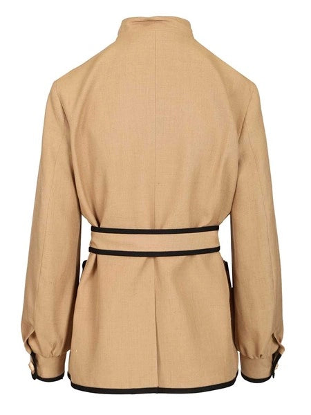 Giacca in twill ricamata con cintura