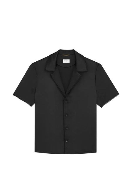 Camicia in raso di seta con bordi in pizzo