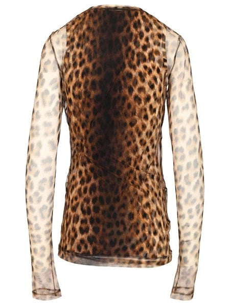 Top bi-materiale animalier