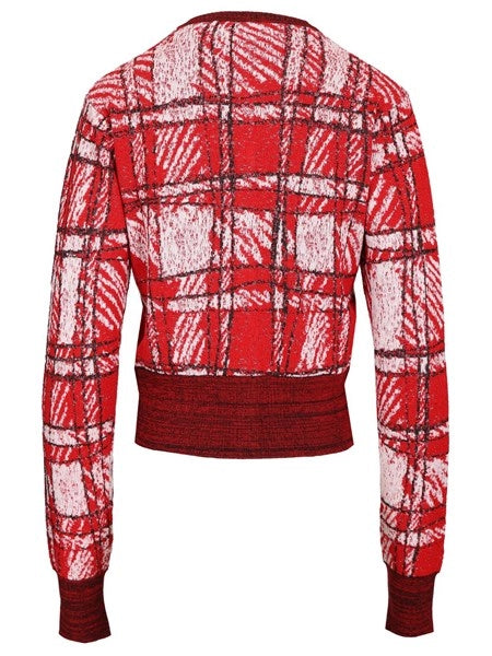 Cardigan a quadri scarabocchiati