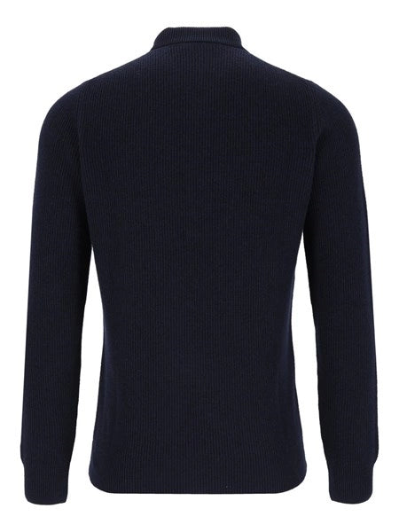Polo a coste in lana e cashmere
