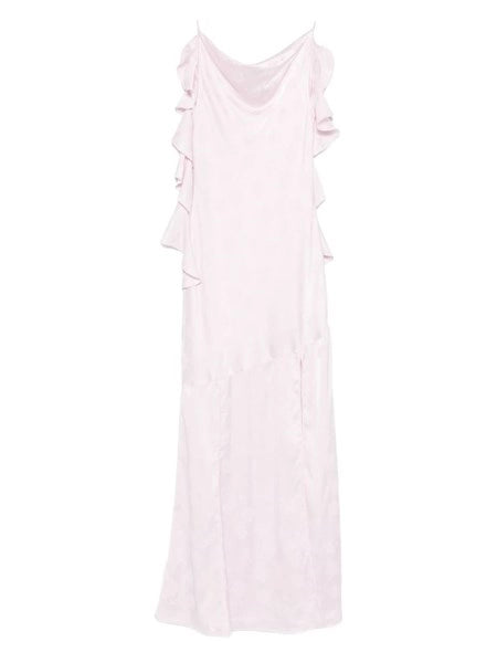Abito lungo in jacquard di raso