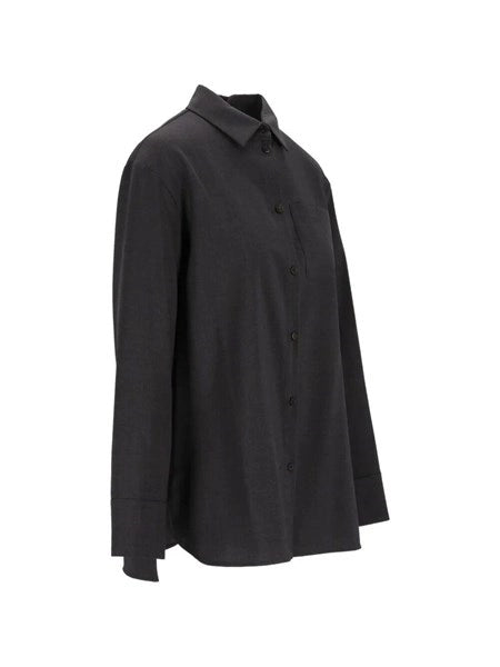 Camicia basic in tela di lana