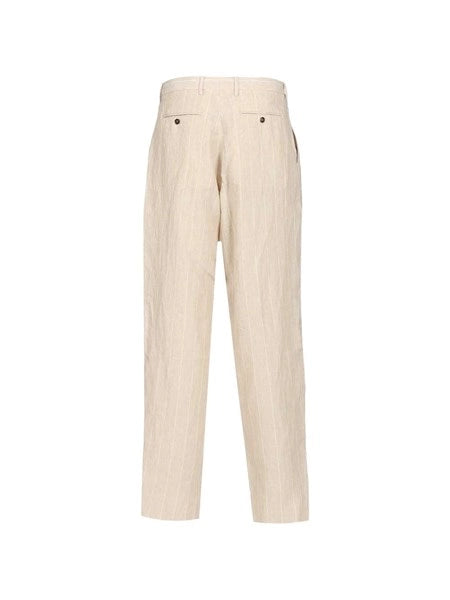 Pantaloni a due pinces in lino