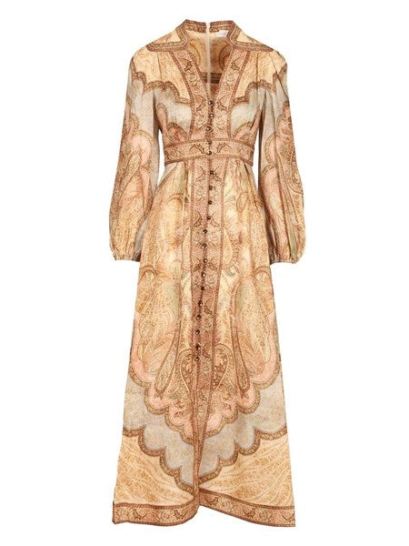 Abito midi scollato Wanderlust in Tapestry