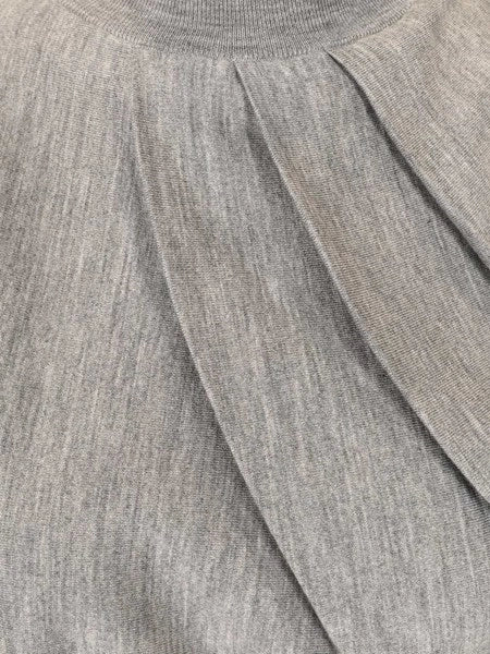 Pullover a collo alto in misto lana drappeggiato