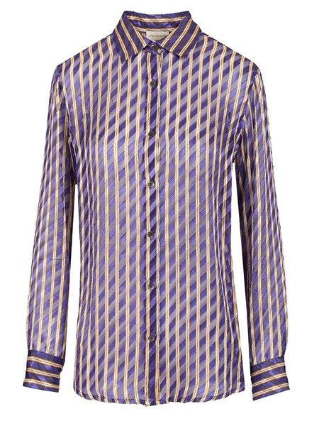 Camicia in raso dévoré a righe