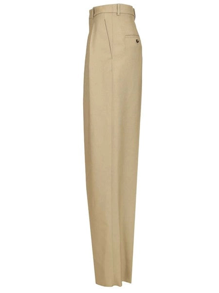Pantaloni in lana e tela di seta