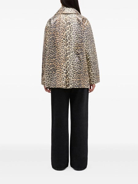 Giacca di cotone laminato leopardo