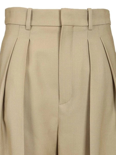 Pantaloni in lana e tela di seta