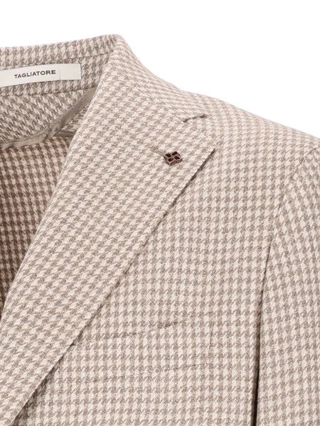 Blazer pied de poule in lana e seta