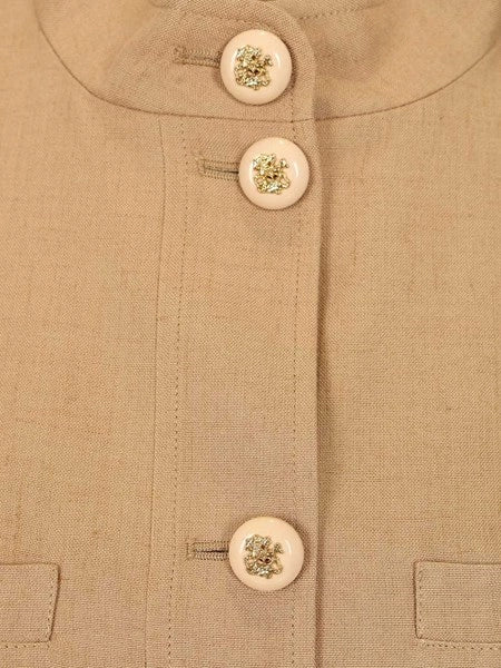 Giacca in twill ricamata con cintura