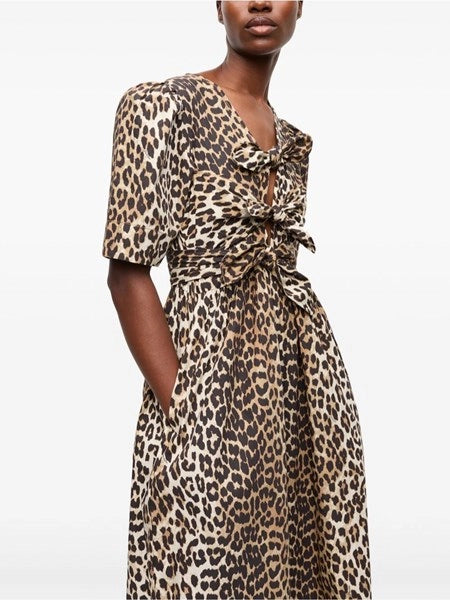 Abito midi leopardato