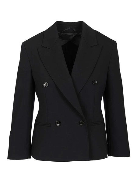 Blazer crop in tela di lana