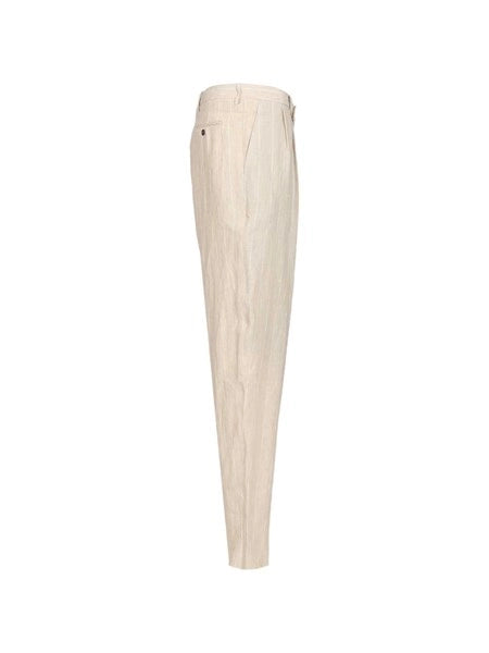Pantaloni a due pinces in lino