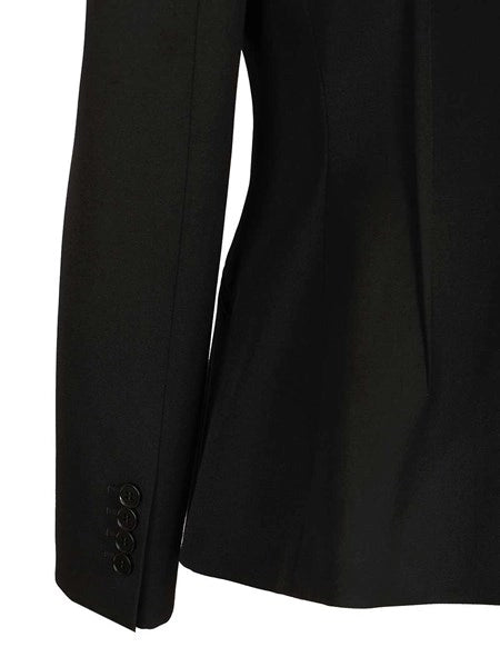 Giacca monopetto con ricamo stile cotta di maglia