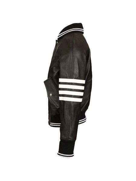 Giacca bomber 4-Bar in pelle